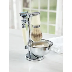 Promo 🥰 Vermont Country Store Deluxe Ivory And Chrome 5-Piece Shave Set 🔥